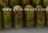 CNS617 15.5 inches 10*20mm rondelle green dragon serpentine jasper beads