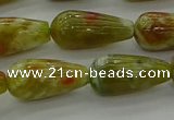 CNS618 15.5 inches 8*16mm teardrop green dragon serpentine jasper beads