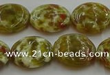 CNS625 15.5 inches 18mm flat round green dragon serpentine jasper beads