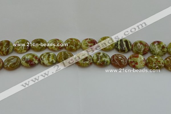 CNS625 15.5 inches 18mm flat round green dragon serpentine jasper beads