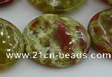 CNS629 15.5 inches 35mm flat round green dragon serpentine jasper beads