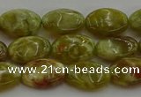 CNS631 15.5 inches 10*14mm oval green dragon serpentine jasper beads