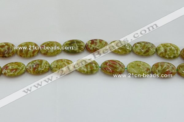 CNS634 15.5 inches 15*20mm oval green dragon serpentine jasper beads