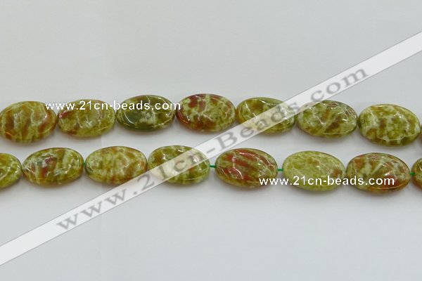 CNS635 15.5 inches 18*25mm oval green dragon serpentine jasper beads