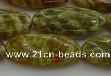 CNS636 15.5 inches 15*30mm oval green dragon serpentine jasper beads