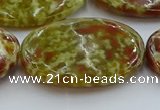 CNS638 15.5 inches 30*40mm oval green dragon serpentine jasper beads