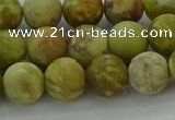 CNS652 15.5 inches 10mm round matte green dragon serpentine jasper beads