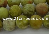 CNS653 15.5 inches 12mm round matte green dragon serpentine jasper beads