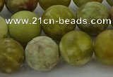 CNS654 15.5 inches 14mm round matte green dragon serpentine jasper beads