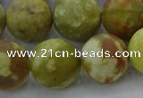 CNS655 15.5 inches 16mm round matte green dragon serpentine jasper beads