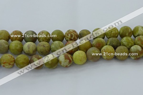 CNS656 15.5 inches 18mm round matte green dragon serpentine jasper beads