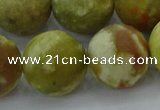 CNS657 15.5 inches 20mm round matte green dragon serpentine jasper beads