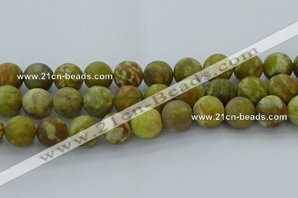 CNS657 15.5 inches 20mm round matte green dragon serpentine jasper beads