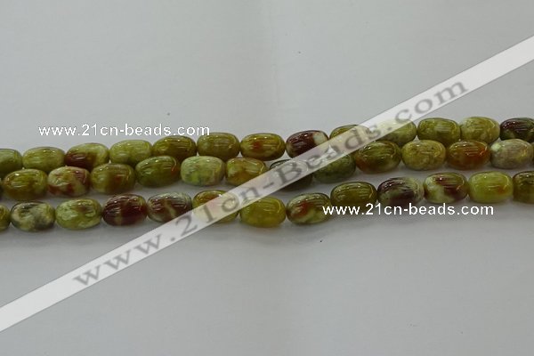 CNS661 15.5 inches 8*12mm drum green dragon serpentine jasper beads