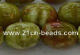 CNS665 15.5 inches 15*20mm drum green dragon serpentine jasper beads