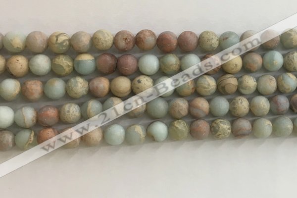 CNS707 15.5 inches 6mm round matte serpentine jasper beads