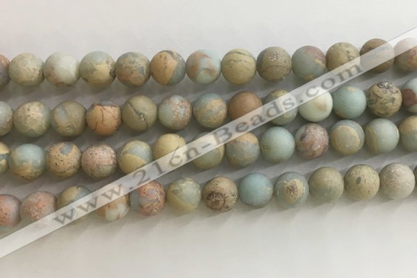 CNS708 15.5 inches 8mm round matte serpentine jasper beads