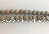 CNS709 15.5 inches 10mm round matte serpentine jasper beads