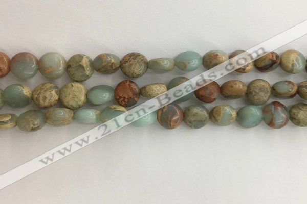 CNS719 15.5 inches 8mm flat round serpentine jasper beads wholesale