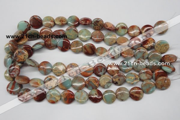 CNS81 15.5 inches 16mm flat round natural serpentine jasper beads