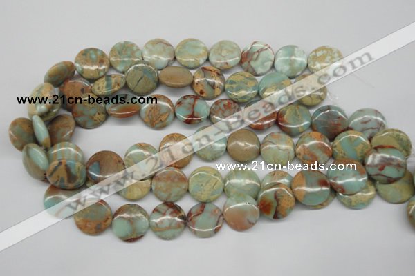 CNS83 15.5 inches 20mm flat round natural serpentine jasper beads