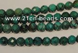 CNT140 15.5 inches 5.5mm - 6mm faceted round natural turquoise beads