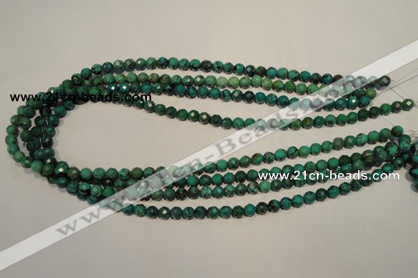 CNT140 15.5 inches 5.5mm - 6mm faceted round natural turquoise beads