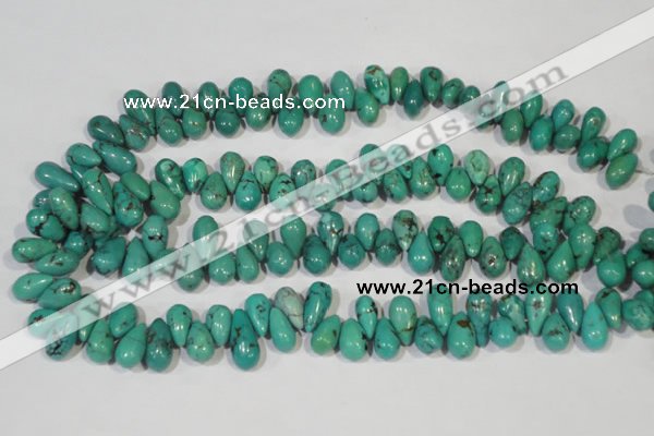 CNT230 Top-drilled 6*12mm - 8*18mm teardrop natural turquoise beads