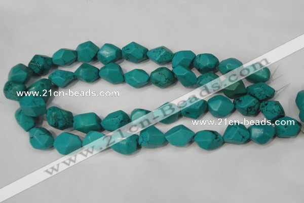 CNT374 15.5 inches 14*18mm faceted nuggets turquoise beads wholesale