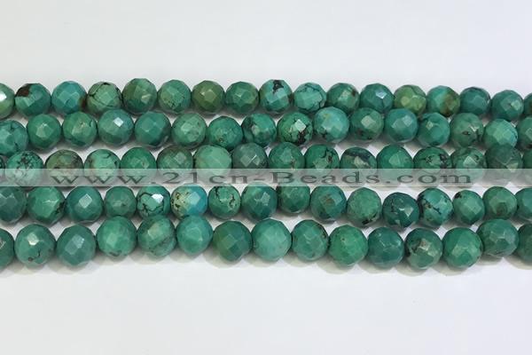 CNT534 15.5 inches 8mm faceted round turquoise gemstone beads