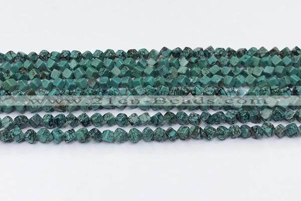 CNT553 15.5 inches 4mm cube turquoise gemstone beads