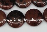 COB101 15.5 inches 20mm flat round mahogany obsidian beads