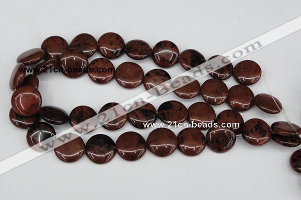 COB101 15.5 inches 20mm flat round mahogany obsidian beads