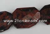 COB103 22*32mm twisted & faceted rectangle mahogany obsidian beads