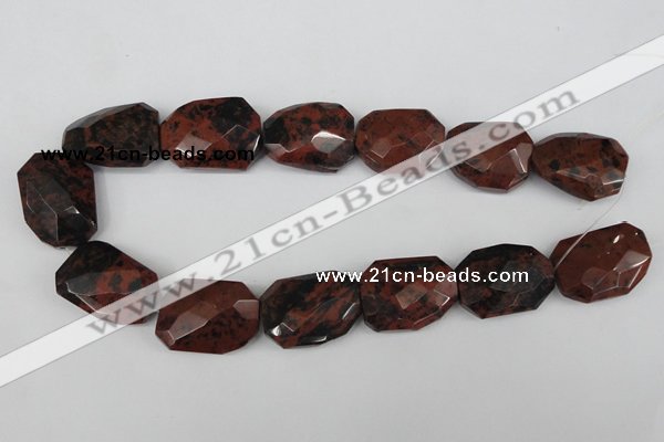 COB103 22*32mm twisted & faceted rectangle mahogany obsidian beads