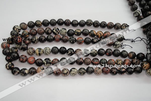 COB153 15.5 inches 12mm round snowflake obsidian beads