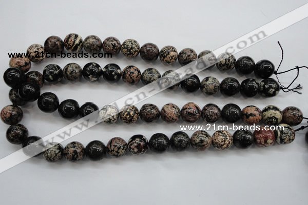 COB154 15.5 inches 14mm round snowflake obsidian beads