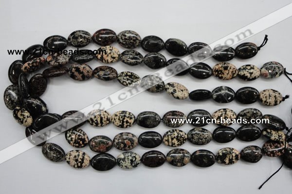 COB156 15.5 inches 13*18mm oval snowflake obsidian beads