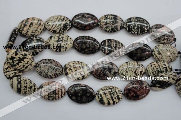 COB157 15.5 inches 22*30mm oval snowflake obsidian beads