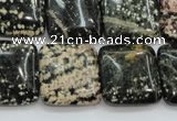 COB166 15.5 inches 20*20mm square snowflake obsidian beads