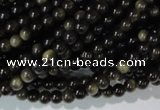 COB251 15.5 inches 4mm round golden obsidian beads wholesale