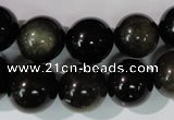 COB256 15.5 inches 14mm round golden obsidian beads wholesale