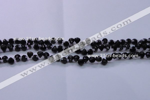 COB275 Top drilled 7*7mm faceted teardrop golden obsidian beads