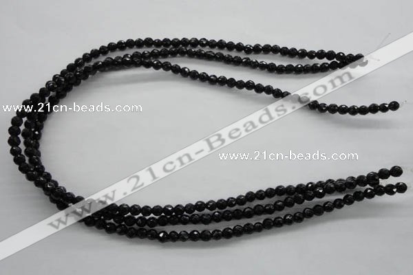 COB351 15.5 inches 5mm faceted round black obsidian beads