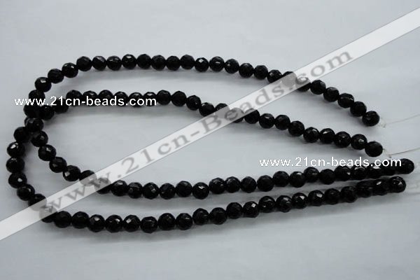 COB353 15.5 inches 8mm faceted round black obsidian beads