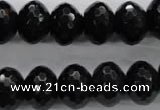 COB364 15.5 inches 12*16mm faceted rondelle black obsidian beads