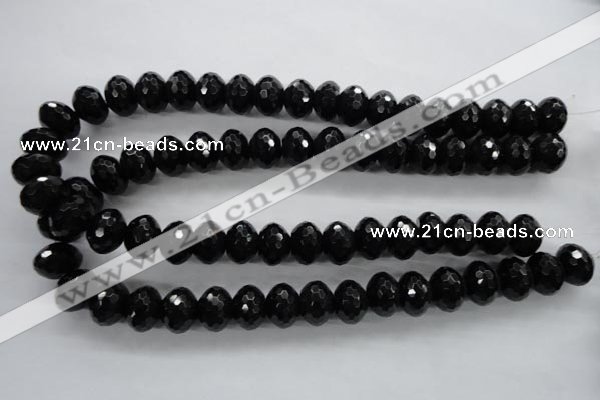 COB364 15.5 inches 12*16mm faceted rondelle black obsidian beads