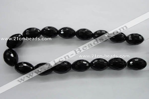 COB377 15.5 inches 18*25mm faceted rice black obsidian beads