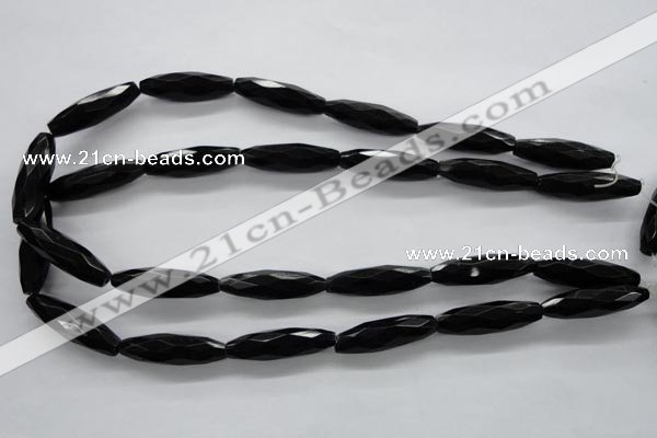 COB378 15.5 inches 8*30mm faceted rice black obsidian beads