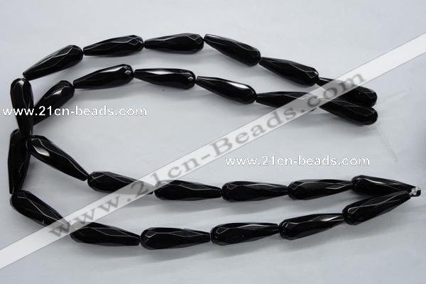 COB380 15.5 inches 10*30mm faceted teardrop black obsidian beads